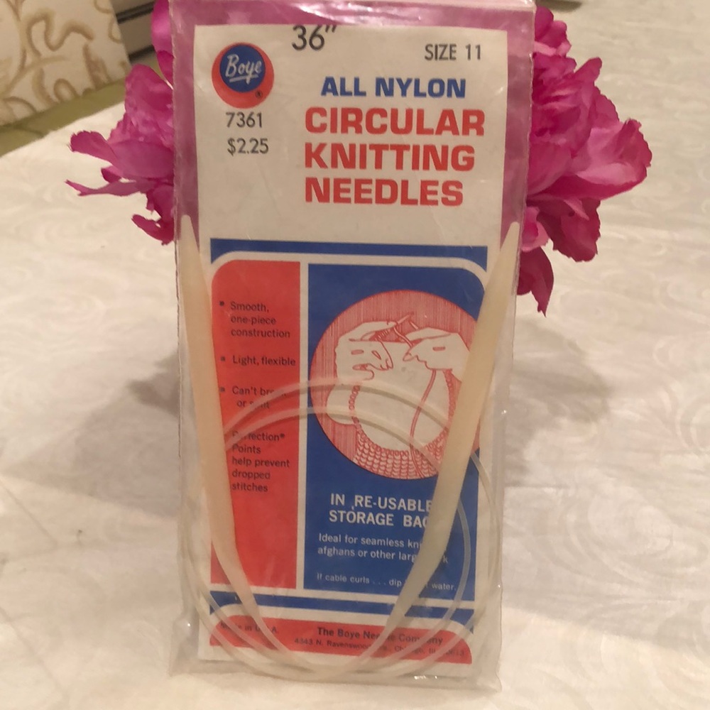 NIP vintage Boye AllNylon 36” size 11 circular knitting née